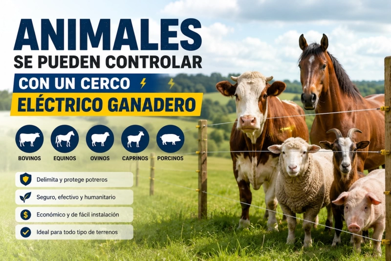 imagen de animales controlados con cerco eléctrico ganadero eficiente